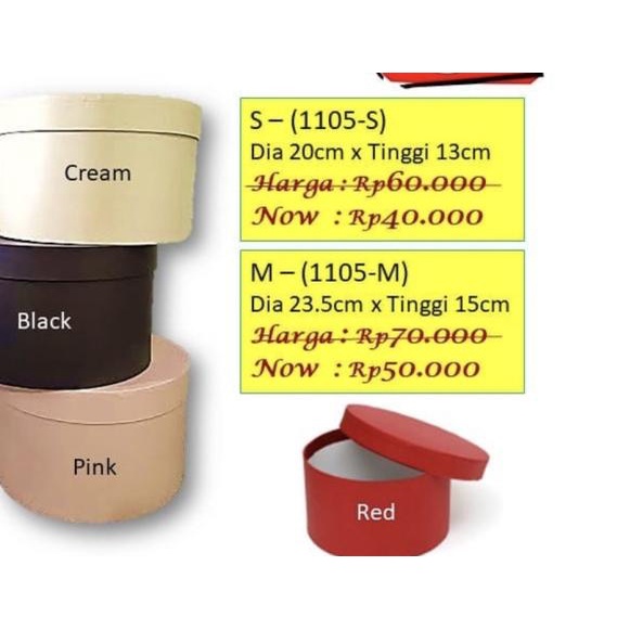 

Round flower box big d25 t18 bunga box barang florist - Hitam, 1pcs