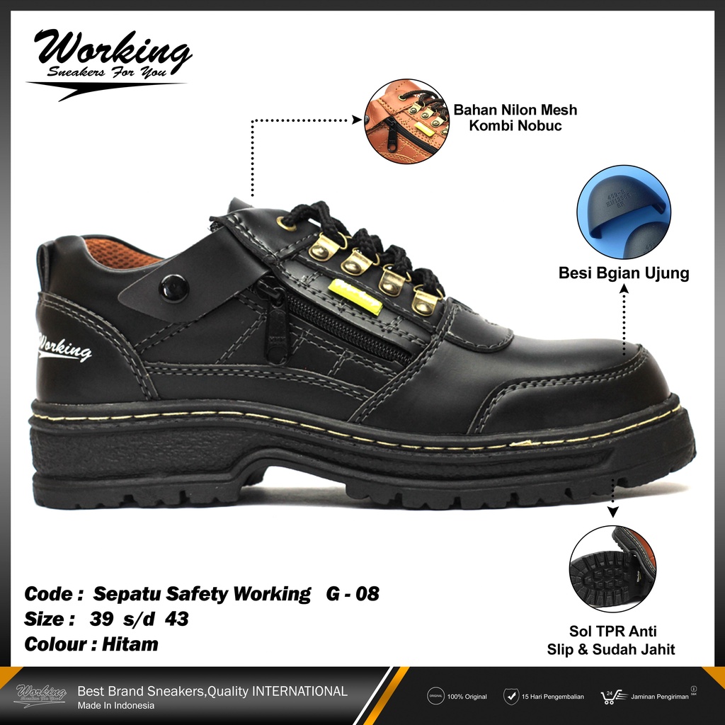 Sepatu Safety Ujung Besi Working G-08 Original 100%