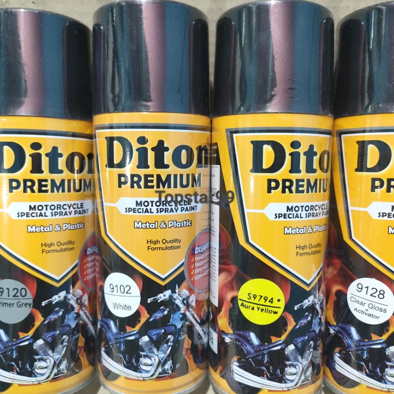 Pilok Cat Diton Premium Paket Komplit 4 Kaleng Aura Yellow 9794 Primer Grey 9120 White 9102 Clear Gloss 9128 400cc Pilox Paketan Cat Semprot Special Spray Paint