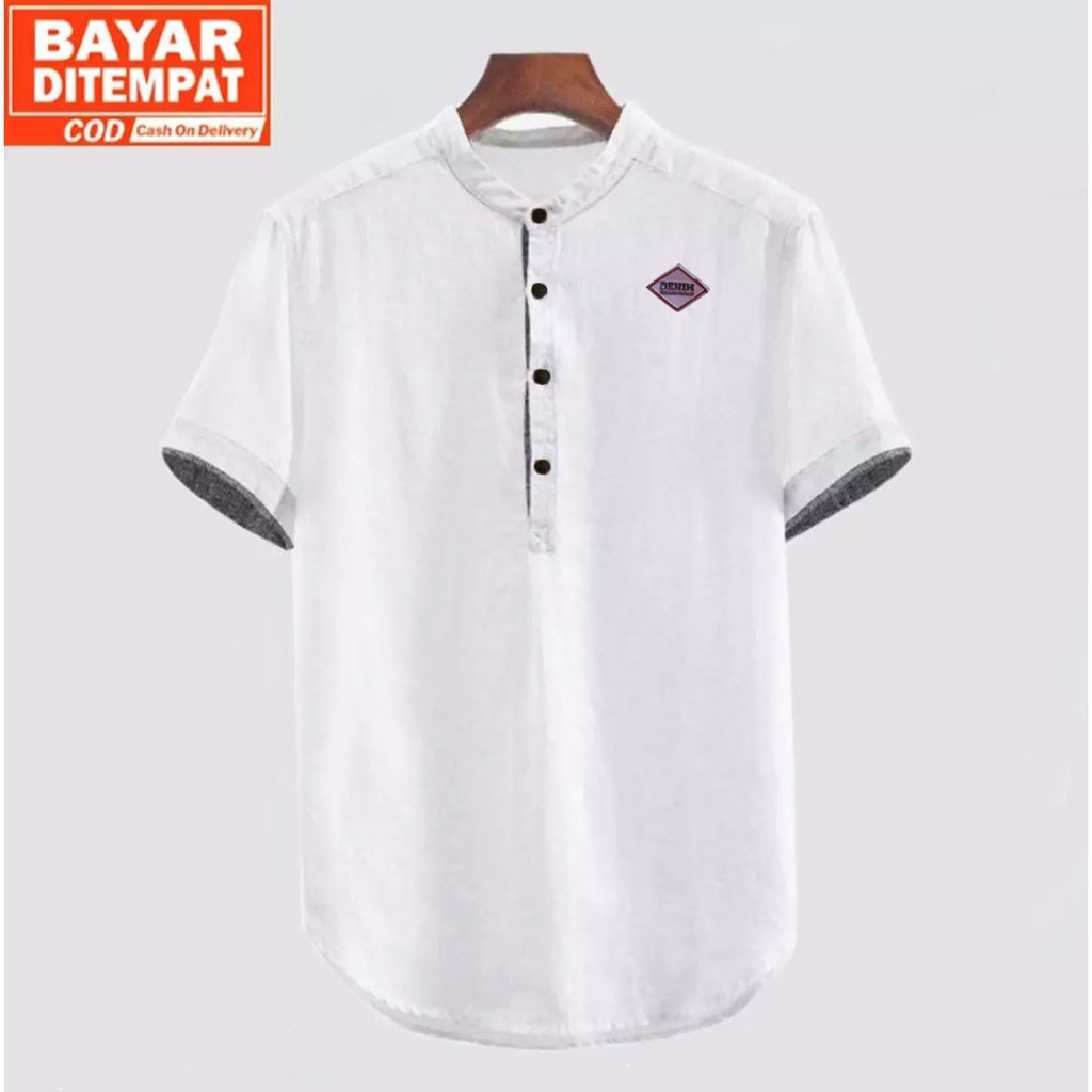 Baju koko kurta Lengan pendek Polos Premium Alkhalis