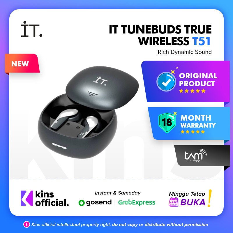 IT Tunebuds True Wireless T51 Blue &amp; Black