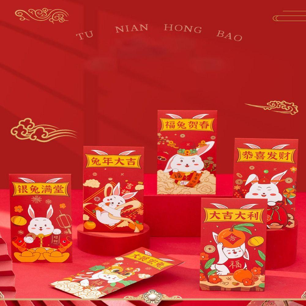 Top 6PCS Kelinci Amplop Merah CNY Spring Festival Ulang Tahun Hajatan Imlek