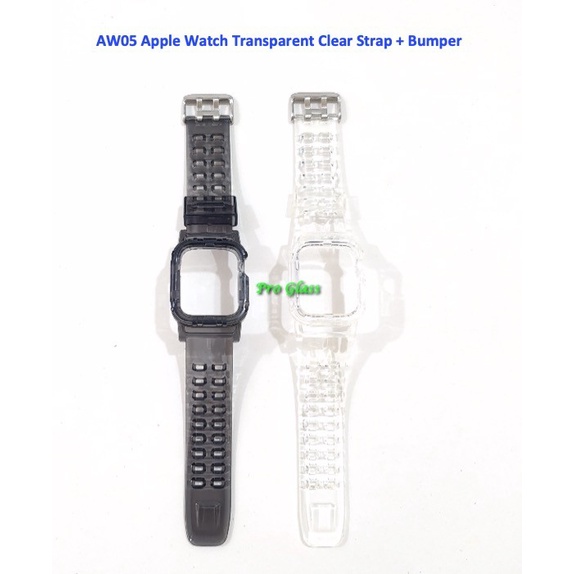 AW05 Apple Watch 41mm 45mm Transparent Clear Strap with Bumper Case