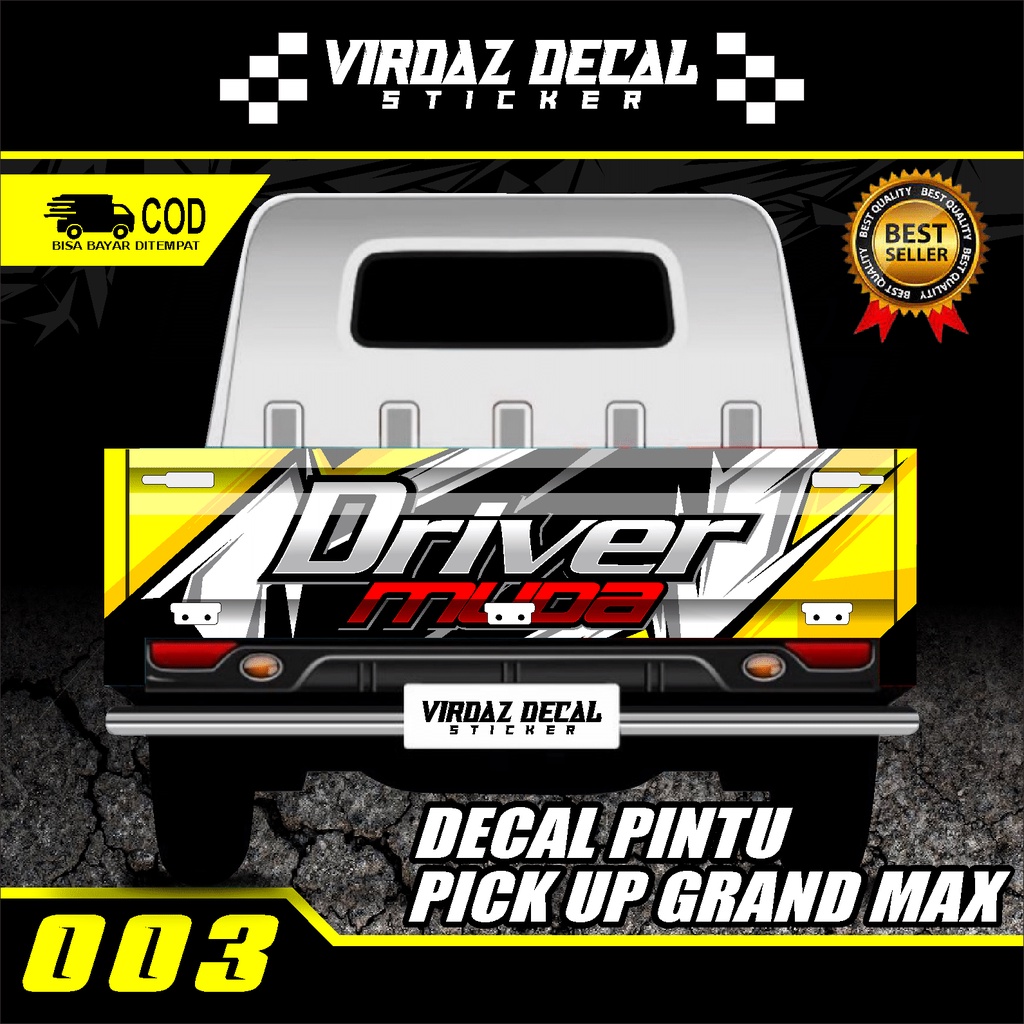 Stiker Decal Pintu Belakang Mobil Pick Up L300/GRAND MAX/CERRY NEW/TS120 Stiker Bak Belakang Stiker 