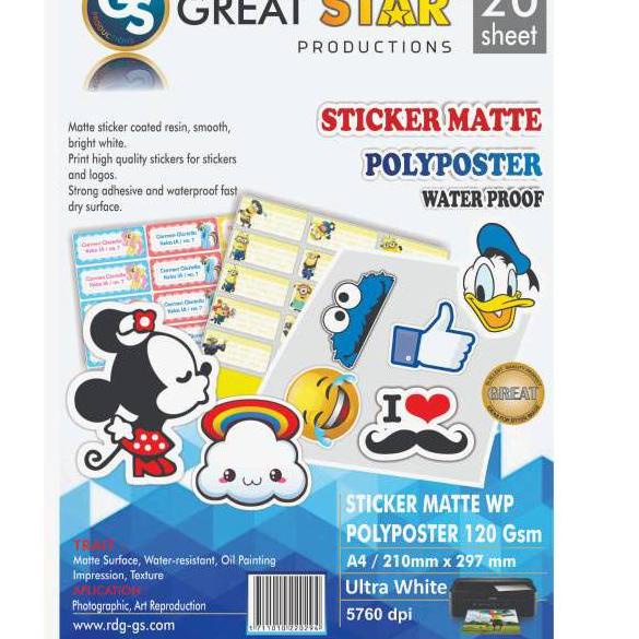 

Garansi Terhemat STICKER MATTE POLYPOSTER WP PLASTIK(ANTI AIR/WATER PROFF)A4/20