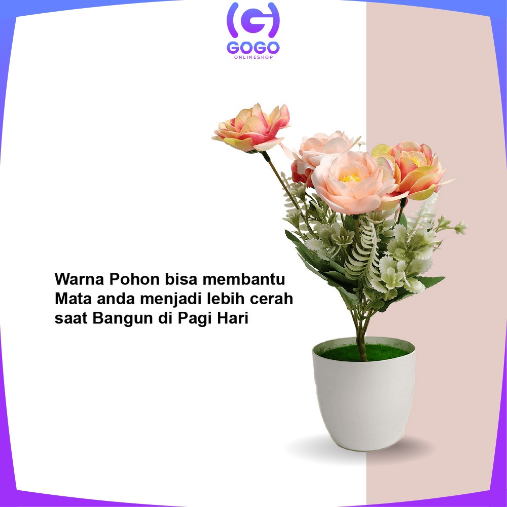 GOGO-C677 C681 Bunga Plastik Dekorasi Rumah Ornamen Bunga Peony Dekorasi Tanaman Hias / Tanaman Plastik Pot Bunga Hias