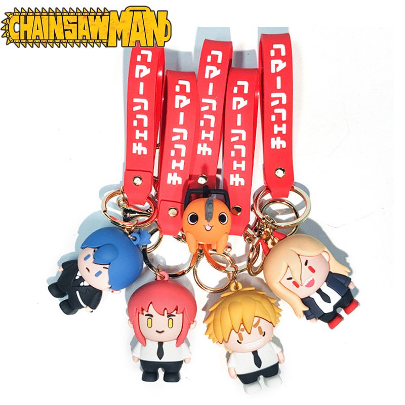 Chainsaw Man Keychain Pochita Denji Power Gantungan Kunci Anime