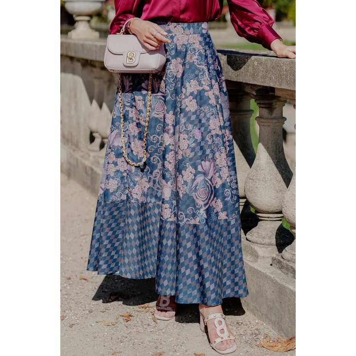 The Wonderland Flowing Skirt - Midnight Dusty Purple Benang jarum benangjarum XS S M L XL XXL button