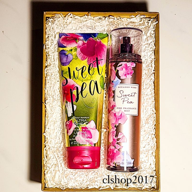 BBW SWEET PEA GIFT SET PAKET BATH &amp; BODY WORKS