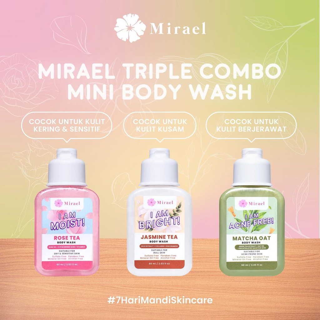 ★ BB ★ MIRAEL Body Wash 60ml (Travel Size) | I am Acne Free - I am Moist - I am Bright