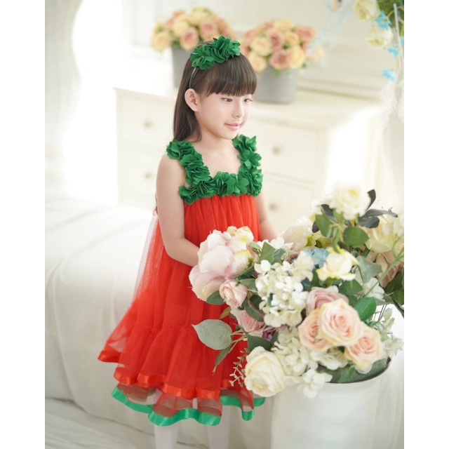 Dress Natal Anak Free Bando