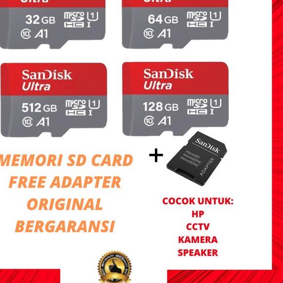 ULTRA SANDISK 128 256 64 GB MEMORI PENYIMPANAN KARTU MEMORY SD CARD - 32 gb