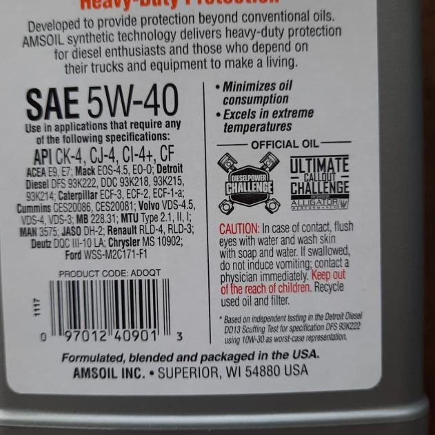 AMSOIL 5W40 DIESEL API CK-4