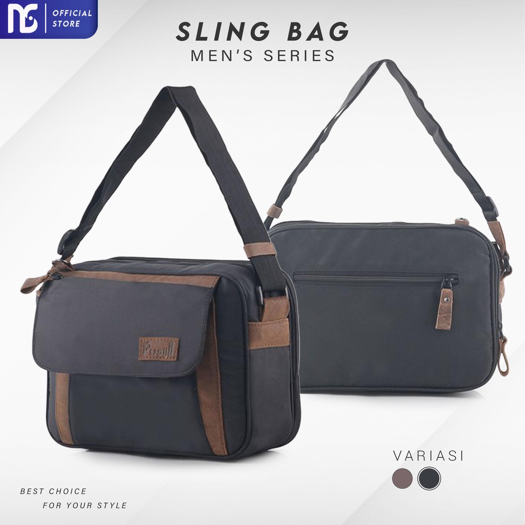 Sling Bag Pria Kulit Leather | Tas Selempang Bahu Messenger Pria Kombinasi Kulit CH Sapi | Slingbag 
