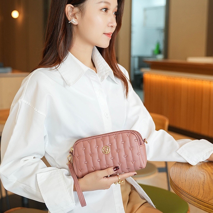 TAS SELEMPANG WANITA PESTA PREMIUM 3 KEKINIAN RESLETING KULIT PINK EBERSA IMPORT FASHION SLING BAG KOREA TA688P3 REMAJA MURAH CEWEK BATAM BRANDED SIMPLE LUCU