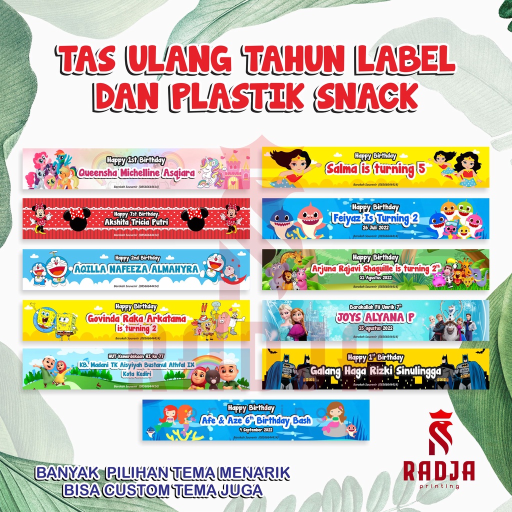 

Tas Ultah Label dan Plastik Snack Custom (minimal order 15pcs)