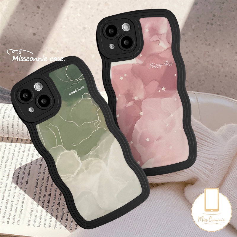 Wavy Edge Case OPPO A17 A78 A16 A95 A55 A15 A16K A54 A17K A57 A12 A77 A74 A5 A9 A16s A96 A5s A7 A1k A77s A53 A3s A76 Reno 8T 8 7 7Z 8Z 6 A12E A52 Kartun Lucu Mungil Sarung Monster