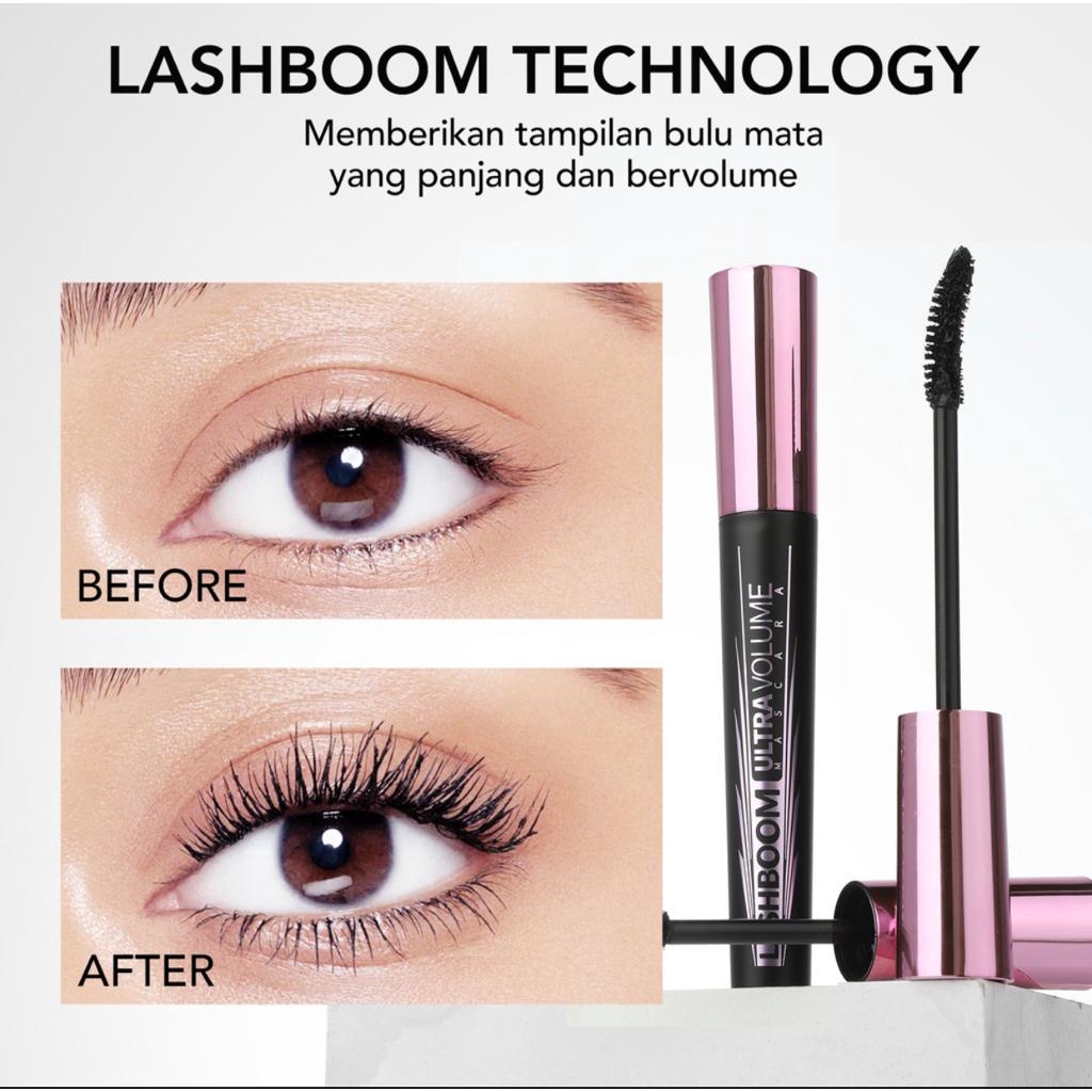 YOU Lashboom Ultra Volume Mascara | Maskara Waterproof | Tahan 24 Jam | Lash Lift | Kosmetik Mata