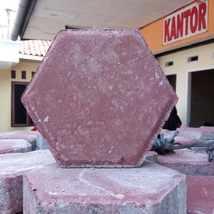 PAVING Block konblok Hexagon Merah press hidrolik k250 kuaaattt