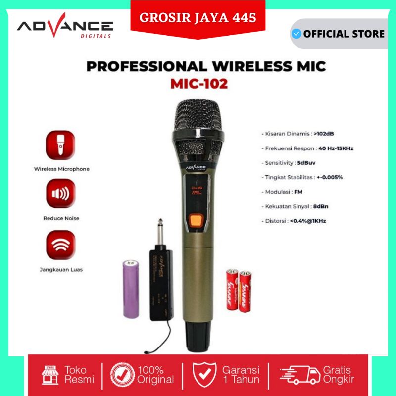 Advance MIC-102 Mic Profesional Wireless Microphone Garansi Resmi