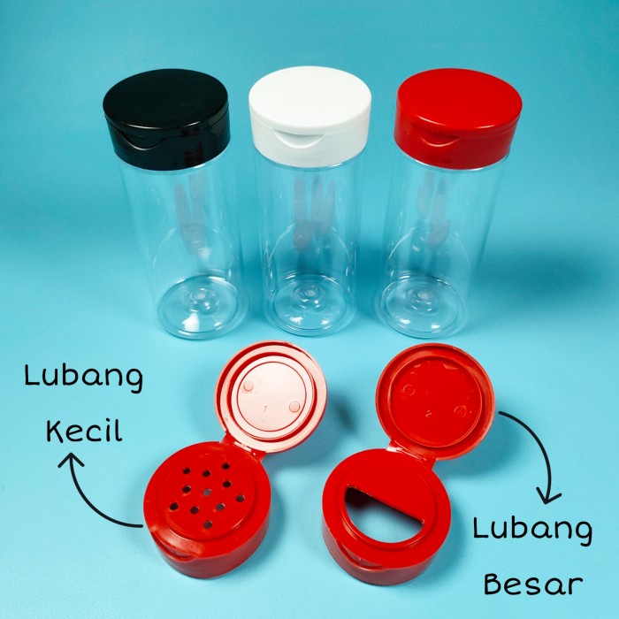 Produk Unggulan] Botol Plastik Wadah Bumbu Tabur Bubuk Boncabe Garam Merica Lada 140 ml