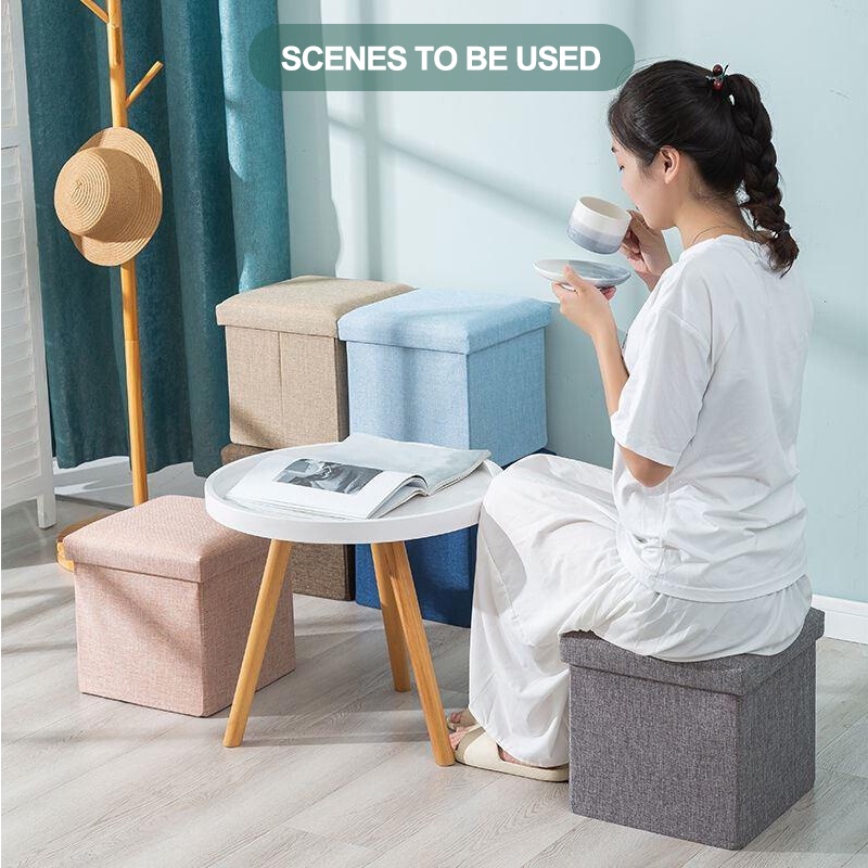 Storage Box Stool Foldable Bangku sofa penyimpanan cemilan snack Sofa lipat ruang tamu Kursi sofa lipat Penyimpanan Tempat Lipat Sofa Kotak Organizer Container Baju Mainan