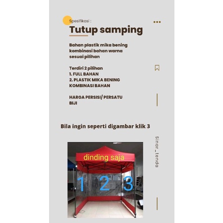 TIRAI / DINDING TENDA UKURAN 2 X 2(HARGA PERSISI)