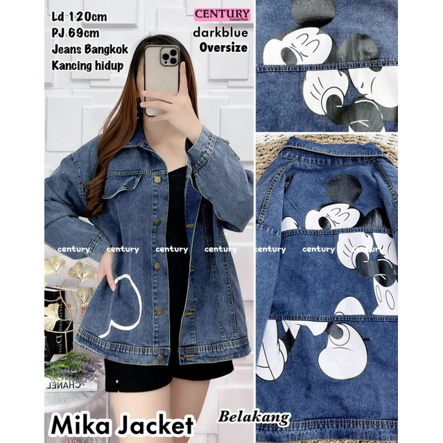 BAJU ATASAN WANITA JUMBO BIG SIZE  OVERSIZE KANCING AKTIF JEANS TEBAL LD 120 XXXL/JEANS BANGKOK OVER
