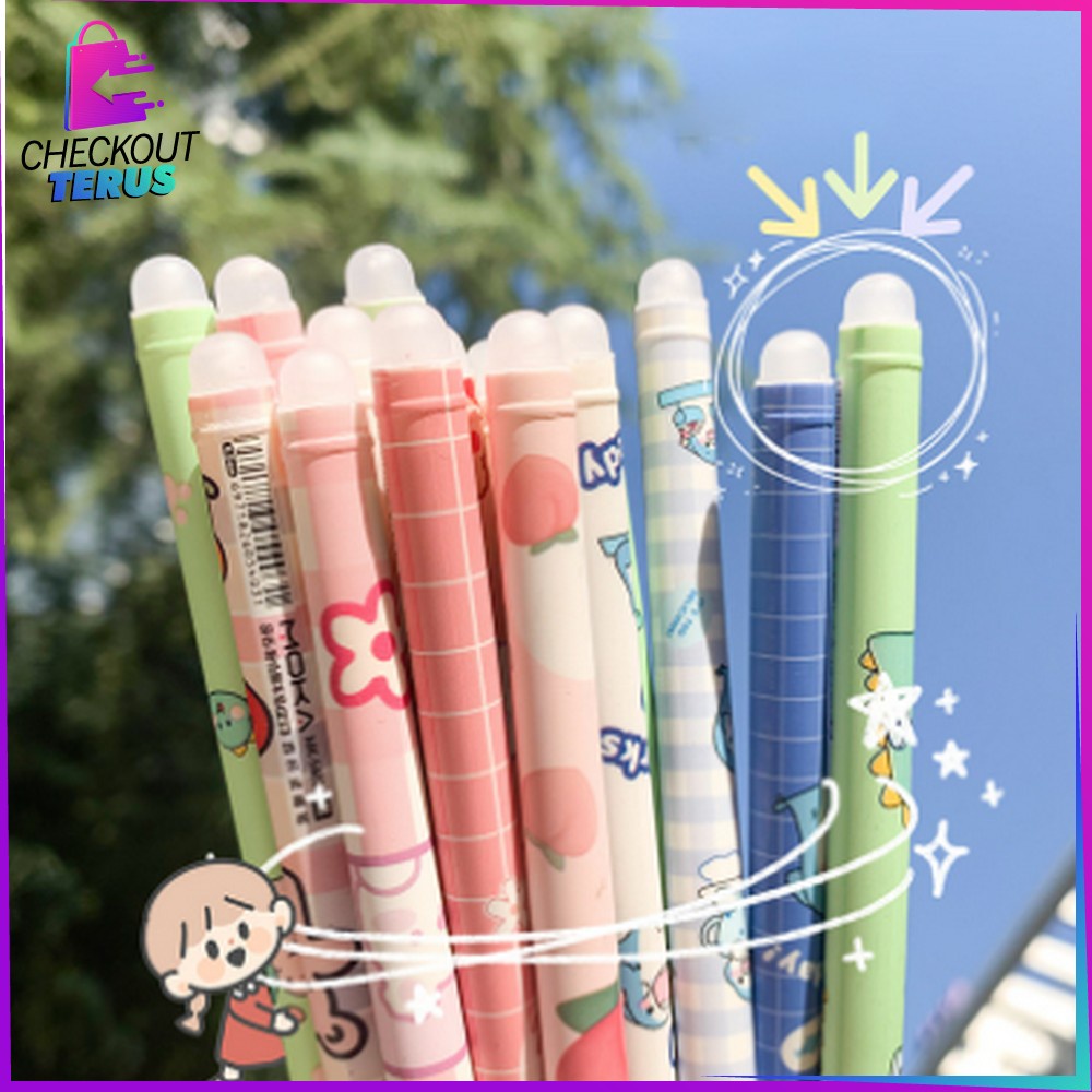 CT A42 Pulpen Gel Hapus Karakter Animal isi 6 pcs Tinta Bisa Di Hapus Alat Tulis Sekolah Pulpen Erasable Bolpoin Portable