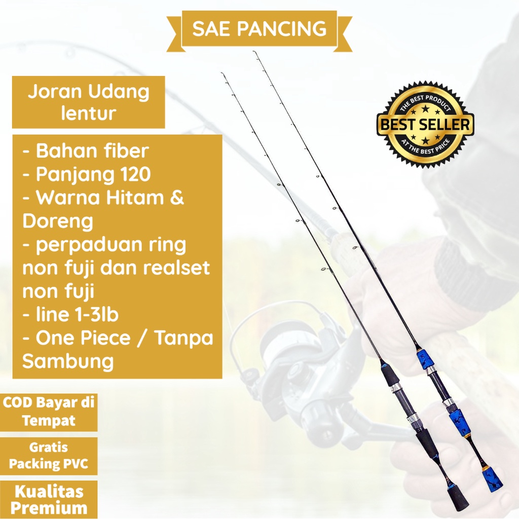 Joran Udang / Ikan Kecil, Joran Super Lentur Bahan Fiber Berkualitas 1-3lb One Piece Grosir & COD