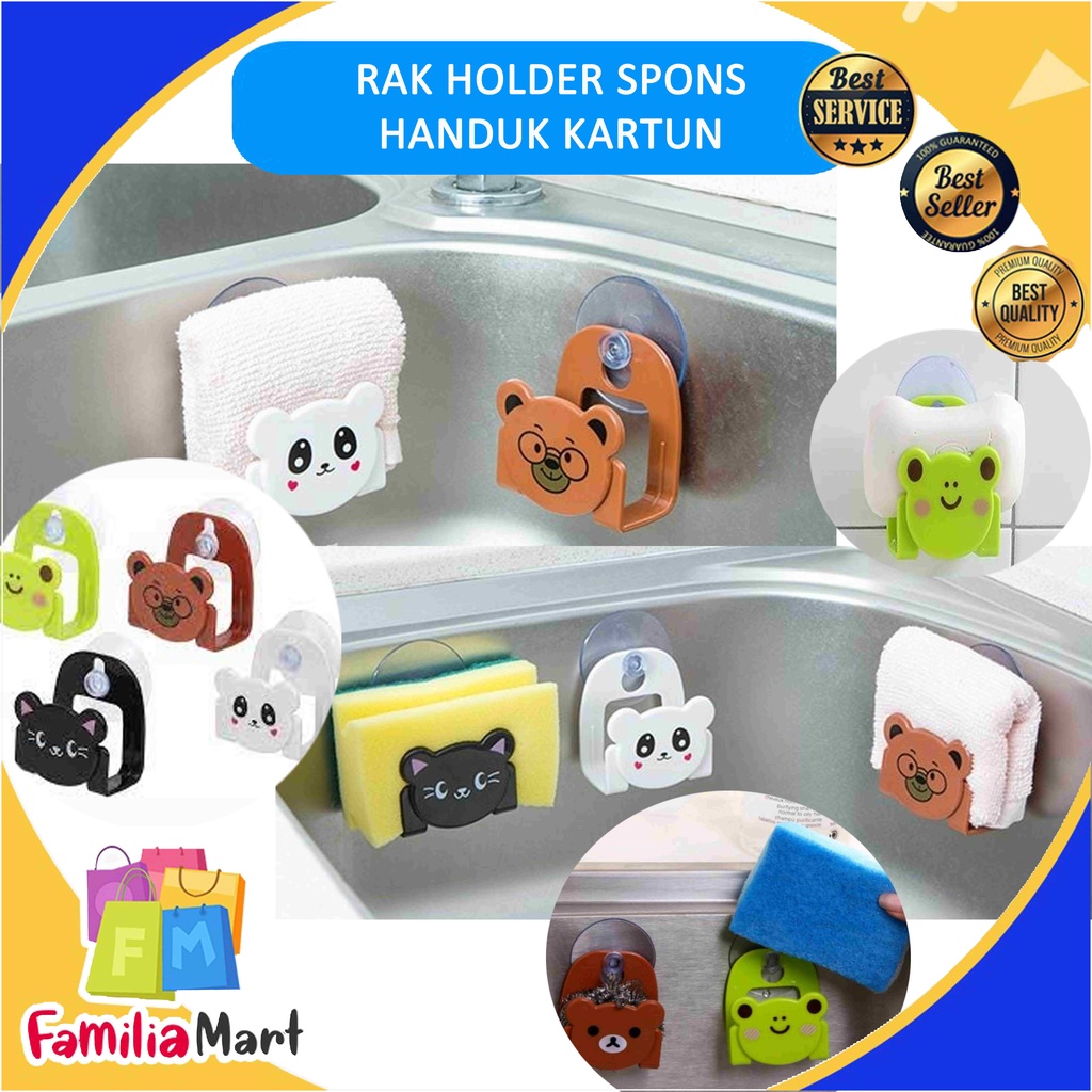 Rak Holder Spons / Handuk Desain Kartun Serbaguna Dengan Karet Perekat Untuk Dapur / Kamar Mandi