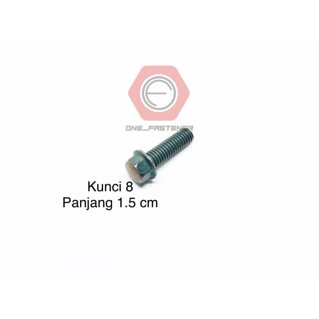 Baut Flange Bolt M6x15 Hijau Kunci 8 blok mesin cvt 6mm 1.5cm ulir 10