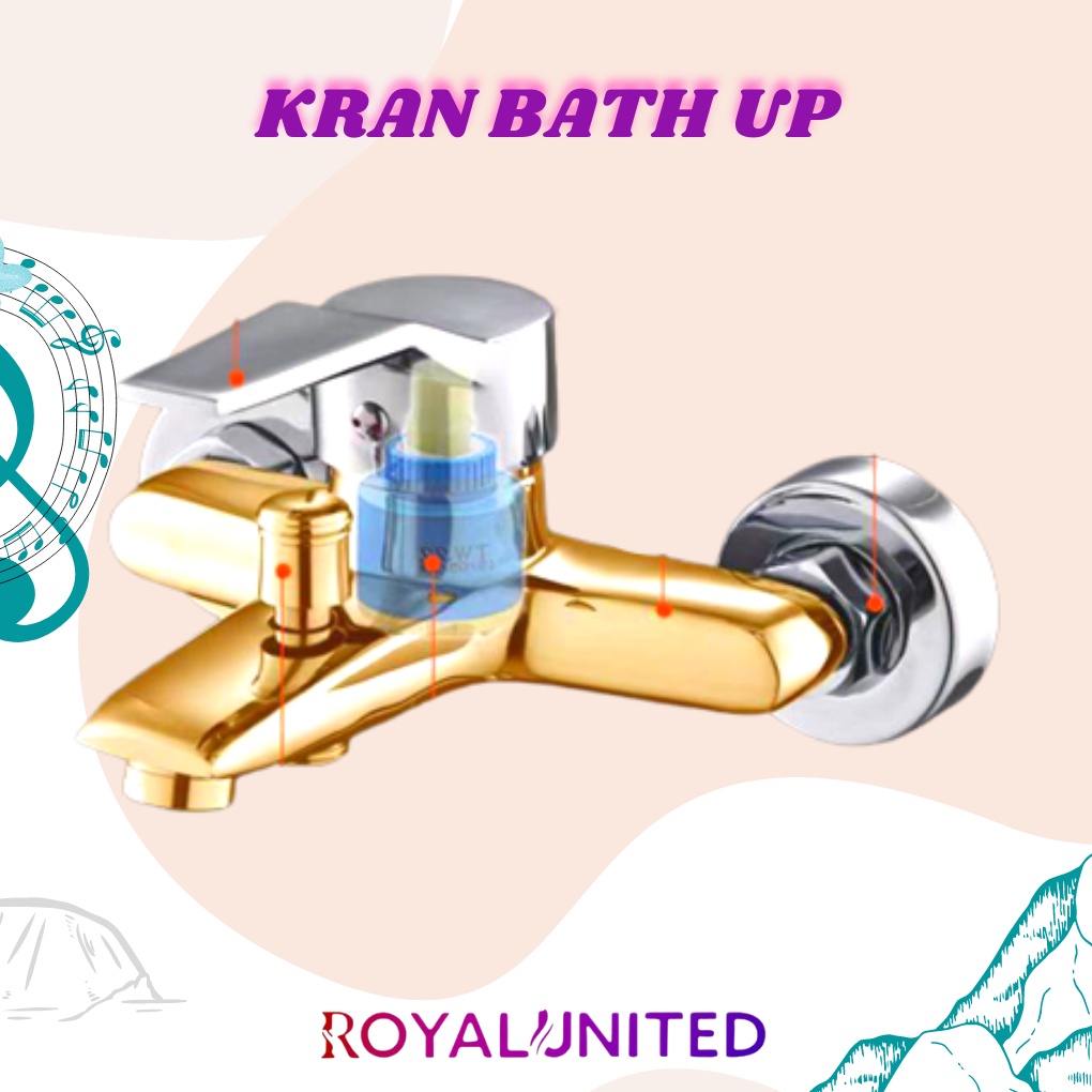 KRAN BATHUP MIXER 2 CABANG PENGATUR SUHU STAINLESS KUNINGAN TEBAL