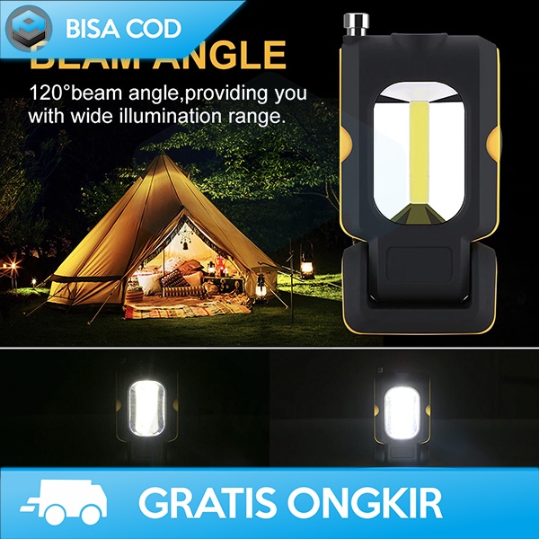 SENTER CAMPING LAMPU LED PORTABLE COB 200 LUMENS TAHAN LAMA 3xAAA ABS