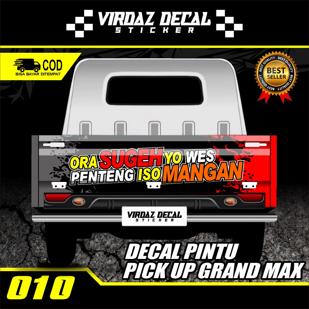 Stiker Decal Pintu Belakang Mobil Pick Up L300/GRAND MAX/CERRY NEW/TS120 Stiker Bak Belakang Stiker 