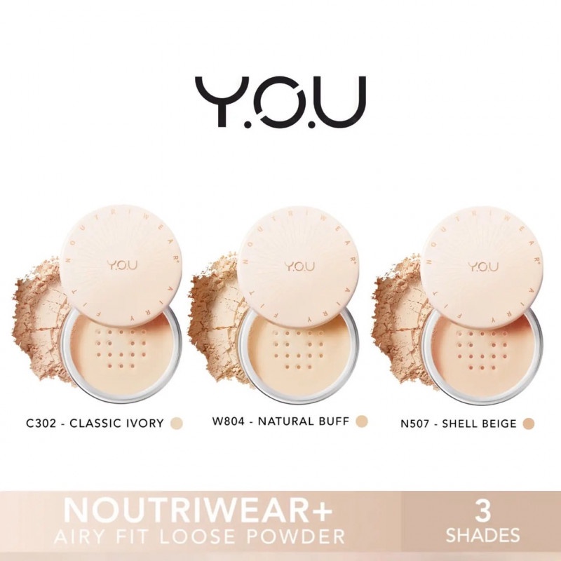 YOU Noutriwear Airy Loose Powder | Tahan 24 jam, Waterproof | by you makeups | Bedak tabur YOU |Taha