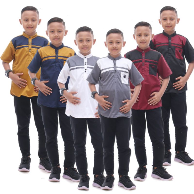 Baju Muslim Anak Laki Laki Atasan Koko Anak Combinasi Basic - Kids Lebaran Premium Original Quality