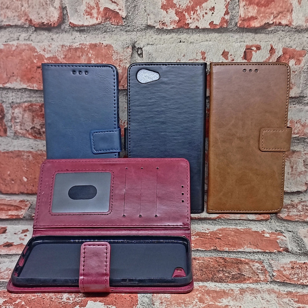Leather Case Oppo A83 Flip Cover Kulit Oppo A83 CPH1729 Dompet Hp Wallet