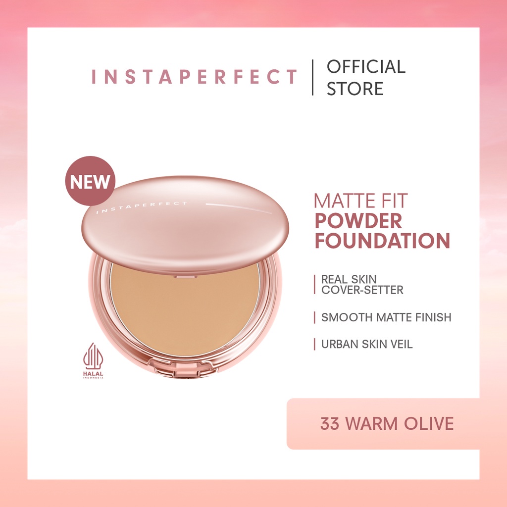 Wardah Instaperfect Matte Fit Powder Foundation 13 g - Bedak (Real Skin Cover Setter, Smooth Matte Finish, SPF 20 PA+++)