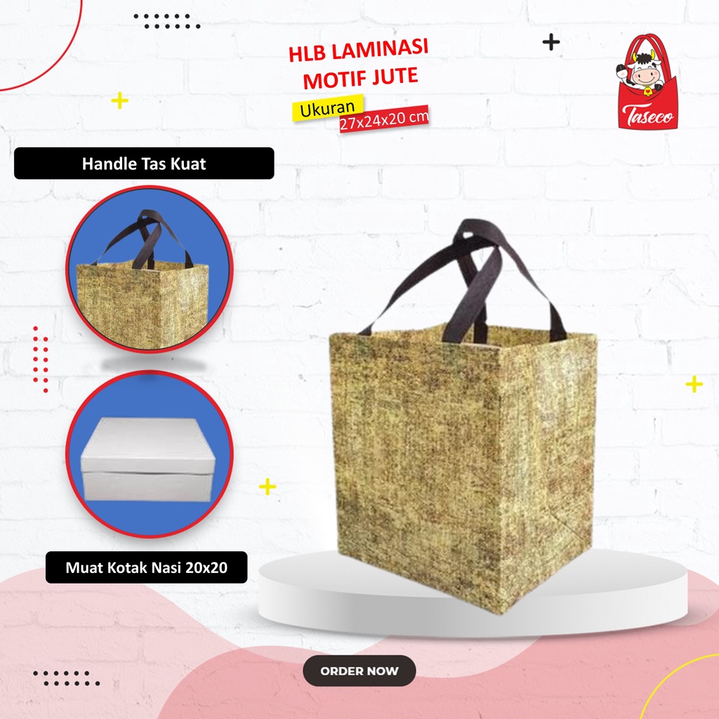 

TASECO TAS NASI BOX 20X20 TAS HAJATAN TAS BINGKISAN TAS CATERING UKURAN 27X24X20 JUTE