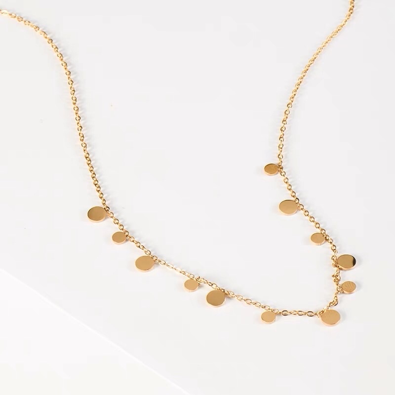 Kalung Titanium Trending Bulat Gold Elegant Vintage Korea Fashion Style