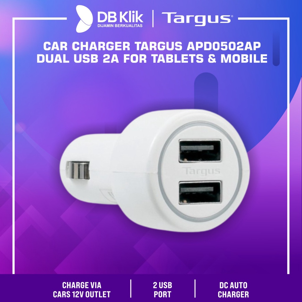 Car Charger Targus APD0502AP Dual USB 2A For Tablets &amp; Mobile