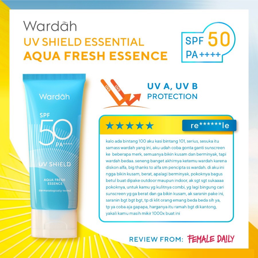 ✨ AKU MURAH ✨ Wardah Sunscreen UV Shield Aqua Fresh Essence SPF 50 PA ++++ 30 ml