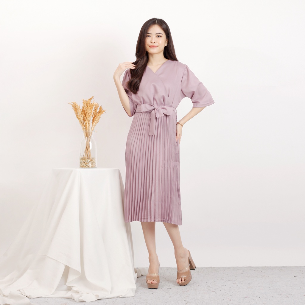 (SALE) Midi Dress Pesta Kondangan ANDIN / Dress Plisket korean style