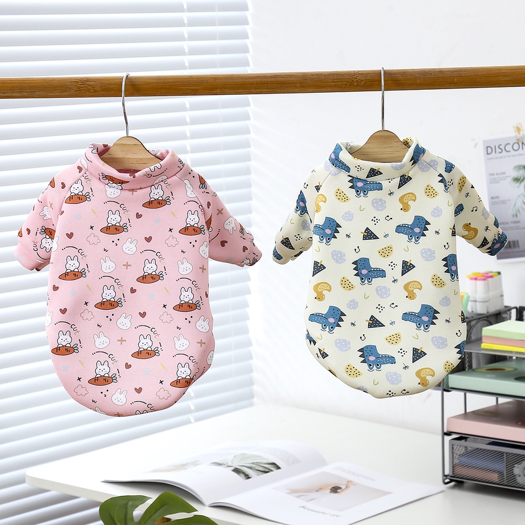 Sweater Anjing / Kucing Motif Print Kartun Untuk Musim Gugur / Dingin