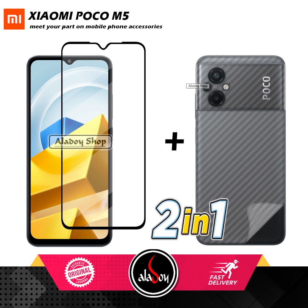 PAKET Tempered Glass + Skin Carbon Film 3D Xiaomi Poco M5