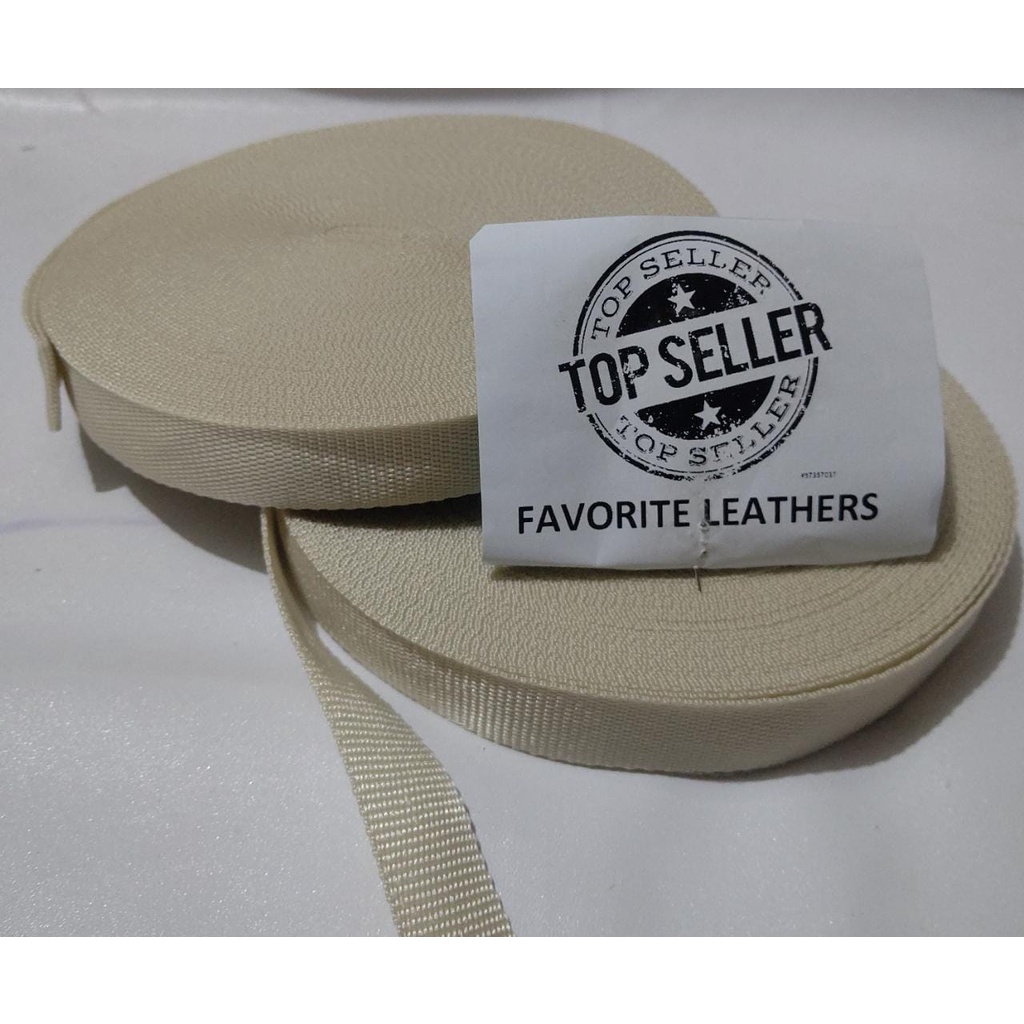 Nylon Webbing KK25 UKURAN 2,5CM /25MM / UKURAN 24METER / HARGA PER ROLL WARNA CREAM TERANG