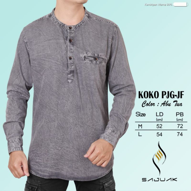 baju kemeja koko kemko pria lengan panjang denim terbaru limited JF original sajuak