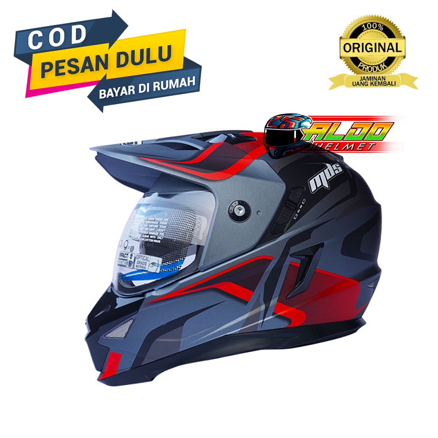 HELM MDS | MDS SUPER PRO | Helm mds super pro #2 ALUMUNIUM GREY MATT Original | helm motor cross mur