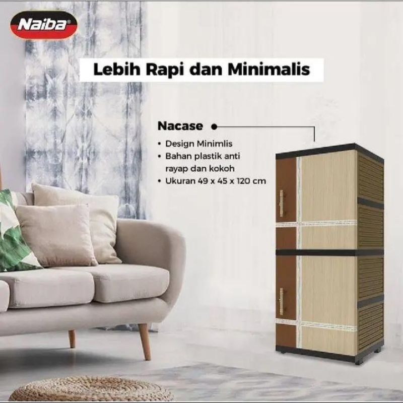 Lemari Naiba 4 susun Kunci / Lemari Plastik 4susun